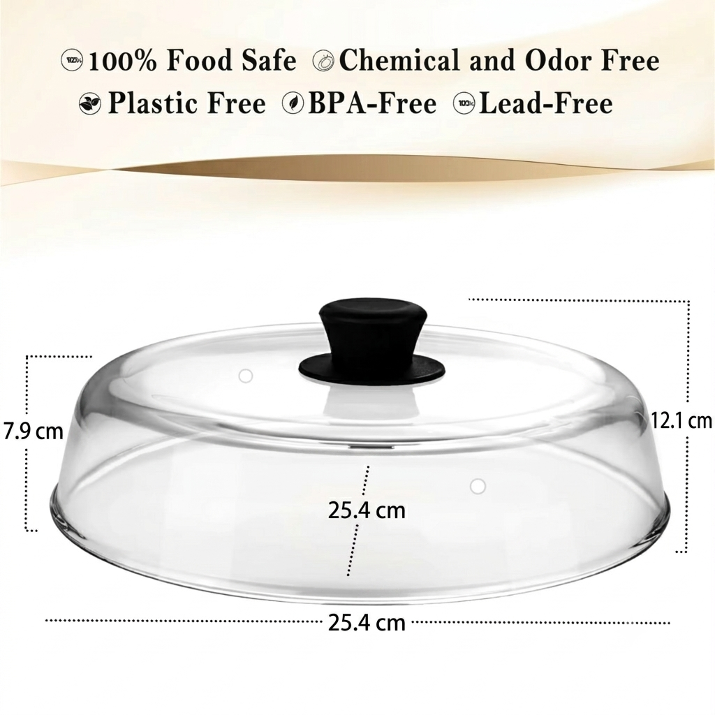 Plastic-free glass microwave lid.